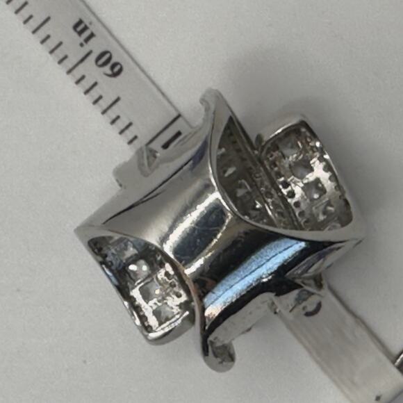 Silver Tone & CZ Statement Ring The Lubiana Size 5.5 - Picture 7 of 8